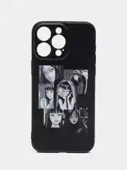 Угольный чехол для iPhone 15 Pro Max с принтом, с рисунком (Айфон 15 Про Макс)