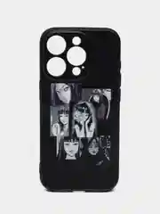 Угольный чехол для iPhone 15 Pro с принтом, с рисунком (Айфон 15 Про)