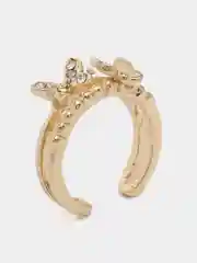 Кольцо безразмерное, двойное, с бабочками