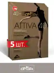 Пудровый колготки OMSA ATTIVA 40 den поддерживающие шортики набор 5 шт