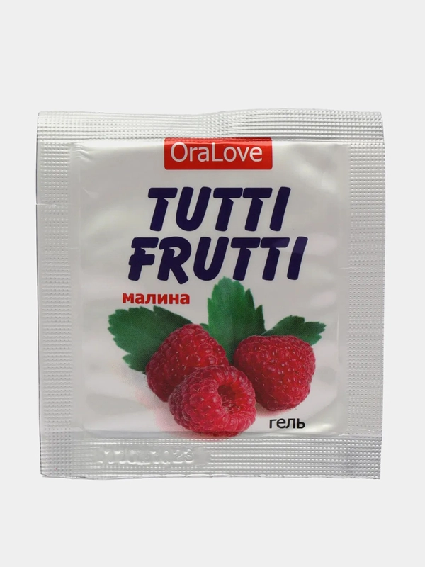 Съедобная смазка "Tutti-Frutti", с малиной, для орального секса, 4 г