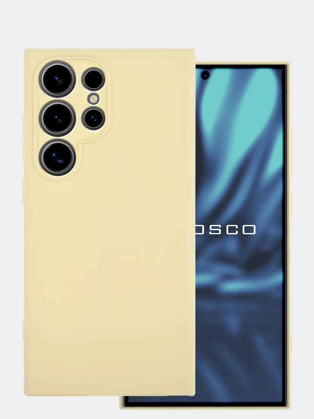 Светло-жёлтый чехол для Samsung Galaxy S24 Ultra S24 Plus S24 A55 A35 5G силиконовый ROSCO, защита камер