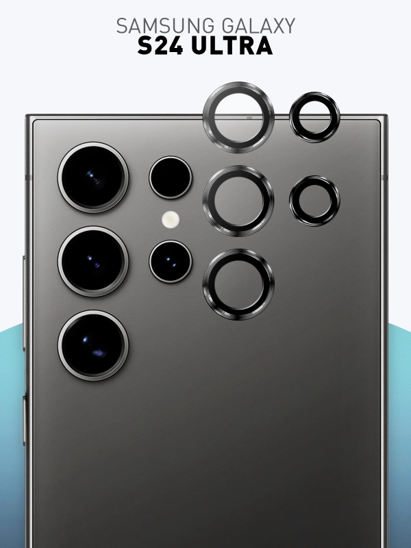 Стекло на камеру для Samsung Galaxy S24 Ultra/S24+/S24/A55/A35 5G защитное ROSCO, 2 вида