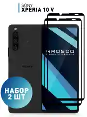 Прозрачный стекло 1-2 шт для Sony Xperia 10 V защитное ROSCO с олеофобным покрытием и черной рамкой