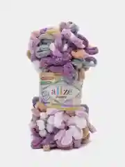 Пурпурный пряжа Alize Puffy Color, петельки большие, 100 г, 9 м