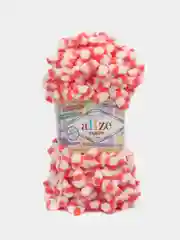 Кораллово-розовый пряжа Alize Puffy Color, петельки большие, 100 г, 9 м