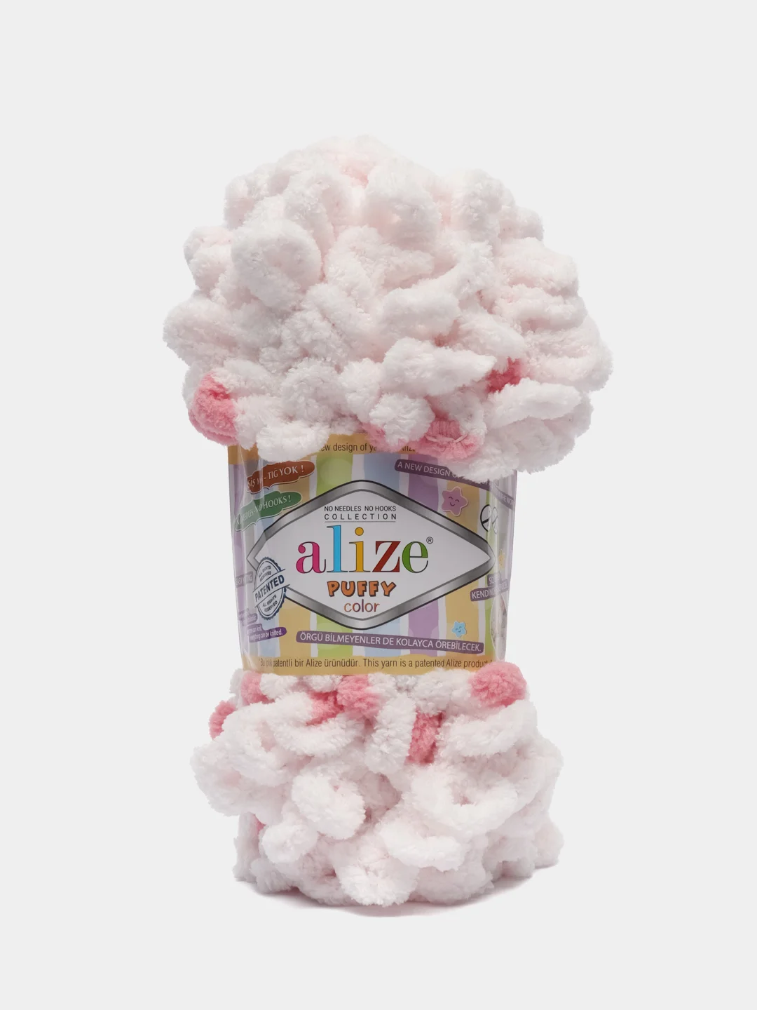 Пастельно-коралловый пряжа Alize Puffy Color, петельки большие, 100 г, 9 м
