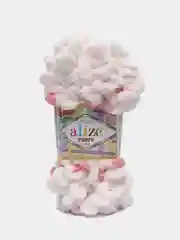 Пастельно-коралловый пряжа Alize Puffy Color, петельки большие, 100 г, 9 м