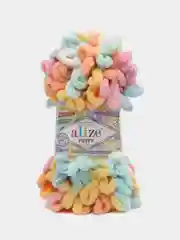 Рыжий пряжа Alize Puffy Color, петельки большие, 100 г, 9 м