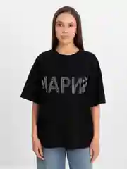 Черный футболка женская, оверсайз со стразами "МАРИЙ"  хлопковая