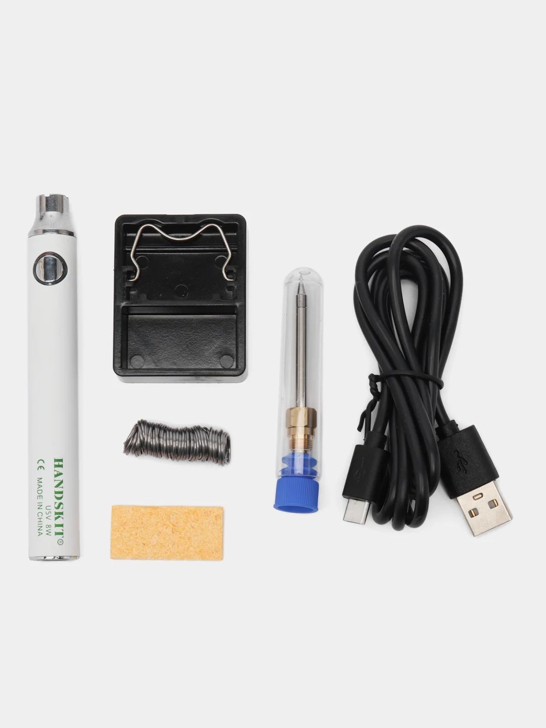 Портативный мини-электрический паяльник USB 5В/8Вт (подставка, кабель и припой)