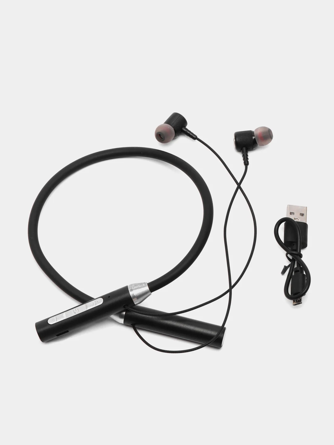 Черный беспроводные магнитные наушники с микрофоном Music 12D / G08 bluetooth для занятий спортом