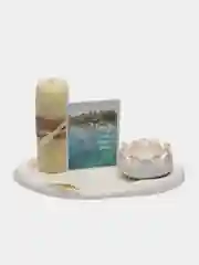 Белый подарочный набор/Подставка/Стакан-органайзер/Подсвечник/Свеча/Изделия из гипса