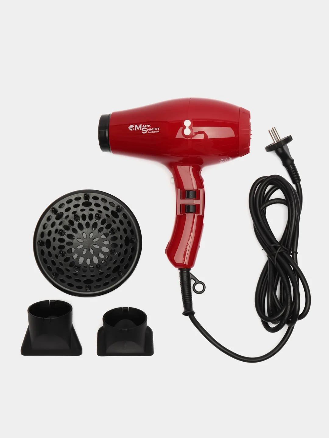 Красный фен 2200W для волос Mark Shmidt 6611 COMPACT ionic,ceramic+диффузор
