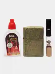 Угольный зажигалка бензиновая, комплект с мундштуком и заправкой