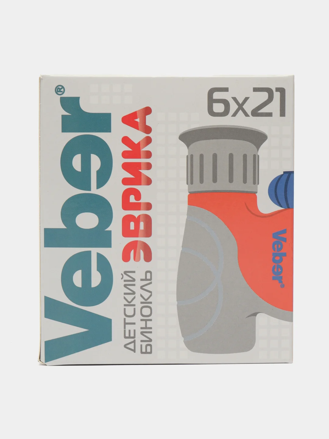 Бинокль детский Veber Эврика 6x21 серый/оранжевый