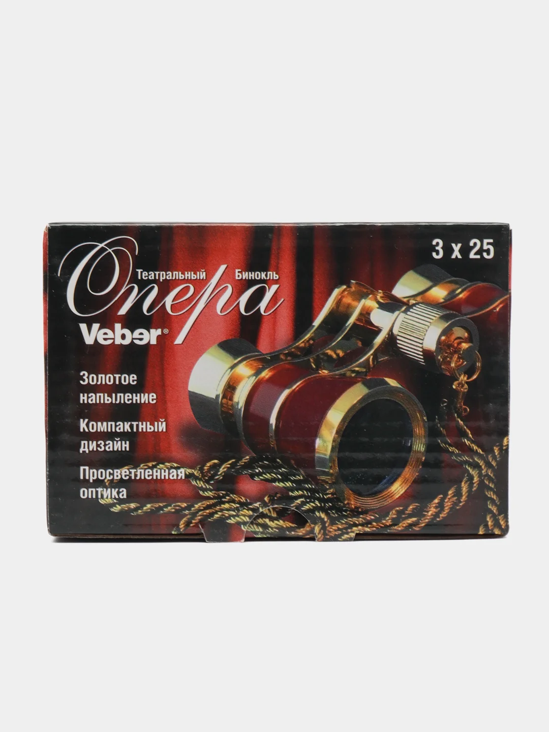 Бинокль театральный Veber Opera БГЦ 3x25 лорнет, белый/золотой