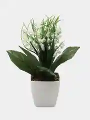 Белый ландыши искусственные в горшке / декор для дома