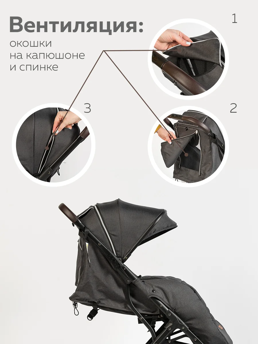 Серый коляска прогулочная для ребенка, складная