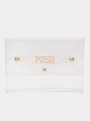 Косметичка-клатч Прозрачная с металлическим логотипом POSH
