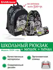 Рюкзак школьный ErichKrause 15L Dinosaur с мешком и пеналом 51606/1