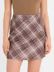 Коричневый мини Юбка в клетку / Короткая юбка