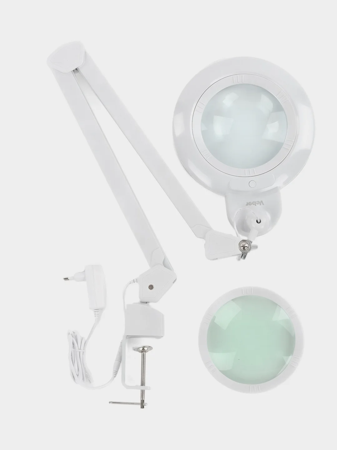 Лупа Veber 8608D 3D/5D (3 дптр, 5 дптр, 150 мм) на струбцине с подсветкой LED