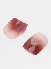 Бордовый накладные ногти с дизайном, 24 штуки + клей