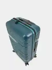 Тёмно-зелёный чемодан на колесах, ударопрочный, из полипропилена