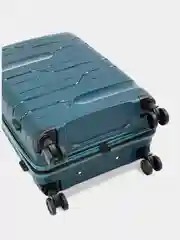 Тёмно-зелёный чемодан на колесах, ударопрочный, из полипропилена