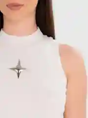 Белый топ асимметричный  со звездой, футболка без рукавов, майка