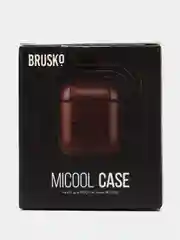 Тёмно-коричневый чехол для наушников Apple AirPods 1/2 из эко-кожи с цепью