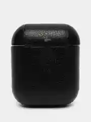 Черный чехол для наушников Apple AirPods 1/2 из эко-кожи с цепью