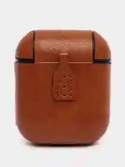 Светло-коричневый чехол для наушников Apple AirPods 1/2 из эко-кожи с цепью