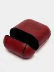 Красный чехол для наушников Apple AirPods 1/2 из эко-кожи с цепью