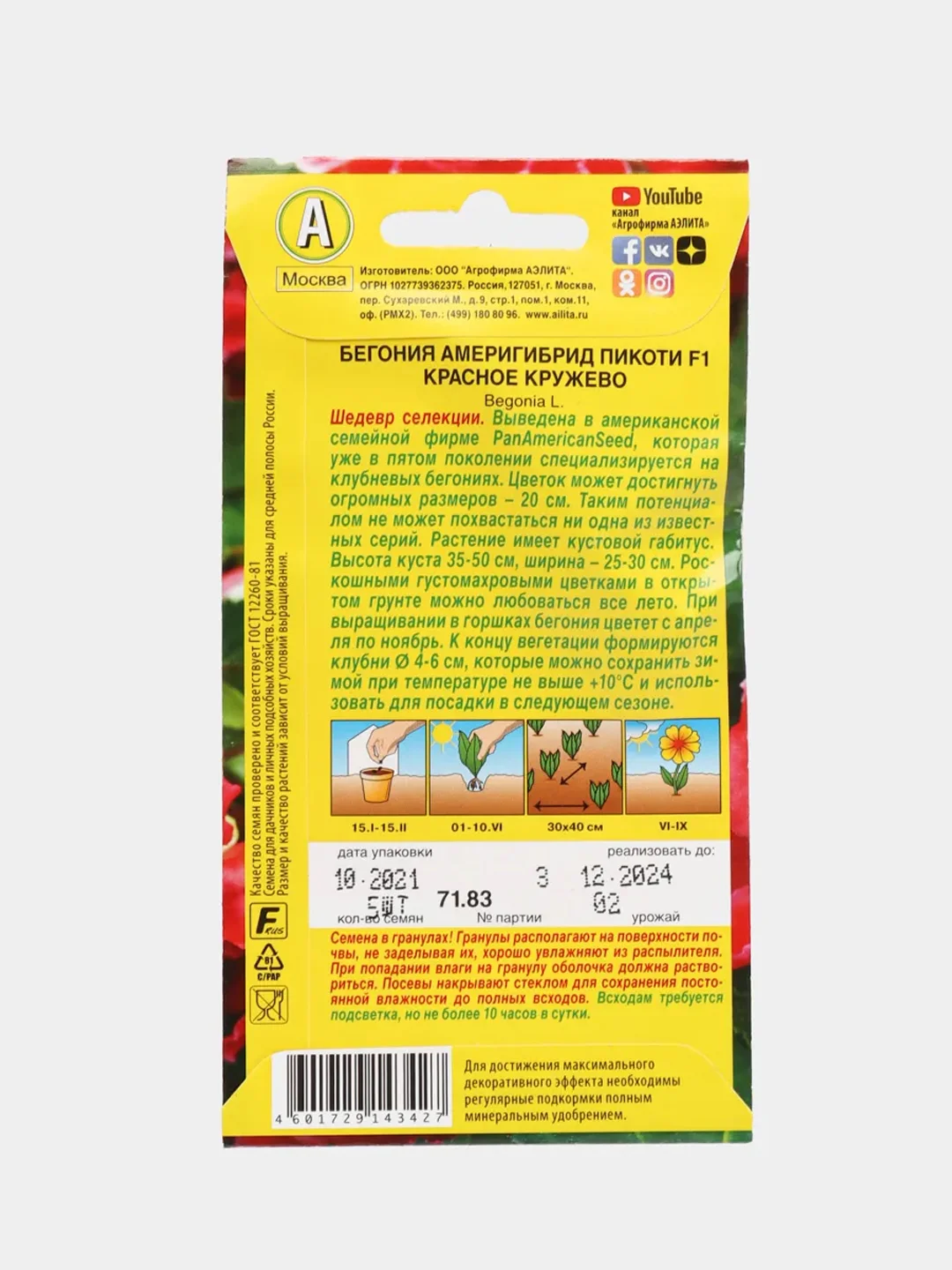 Бегония Америгибрид Пикоти красное кружево (семена,цветы)