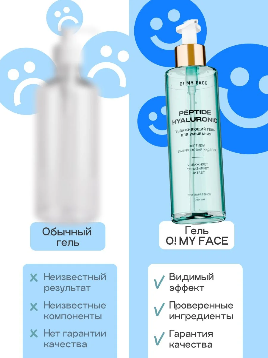 Гель для умывания лица очищающий увлажняющий, 200 мл