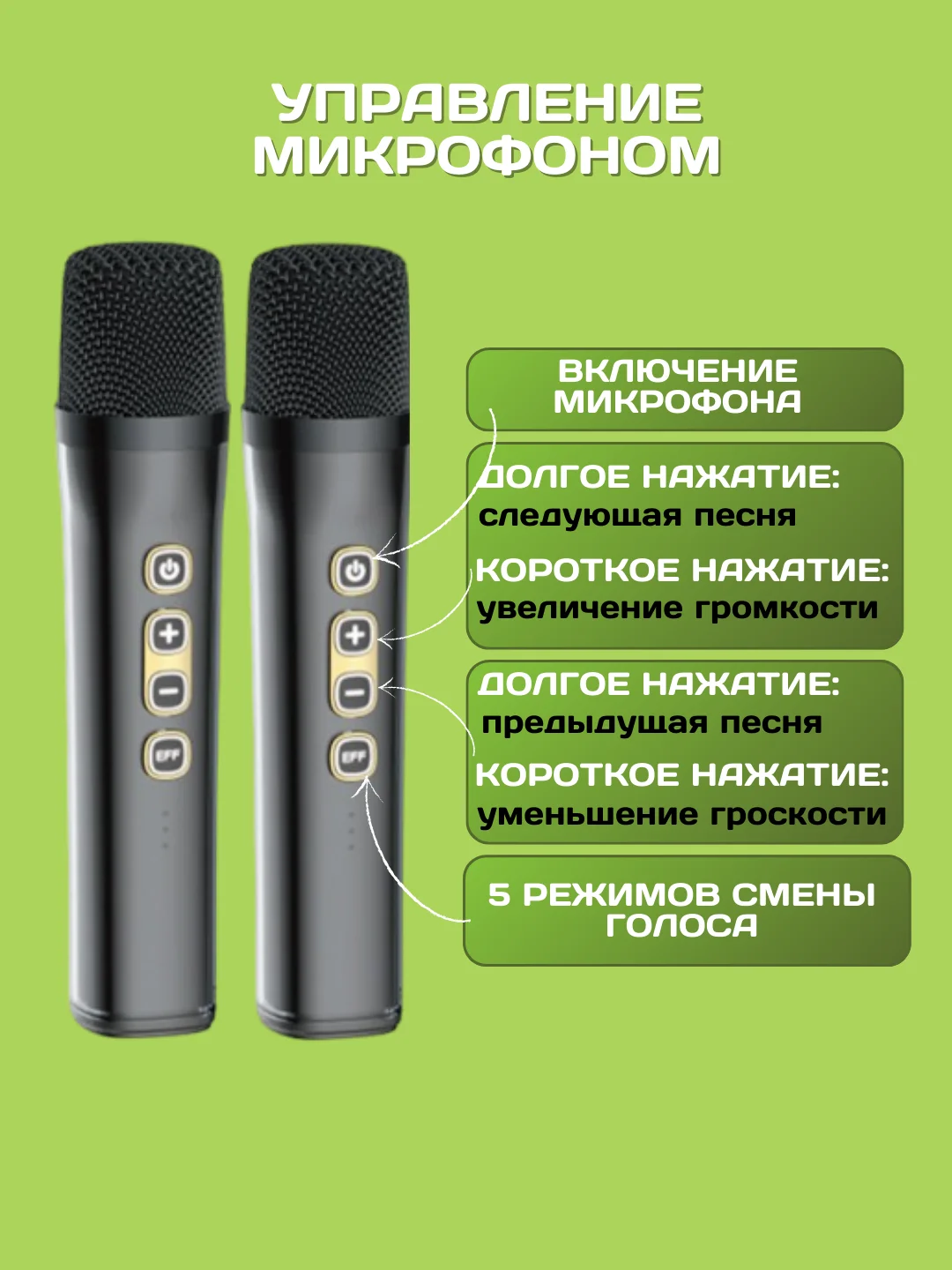 Черный музыкальная портативная Bluetooth-колонка, с караоке и двумя микрофонами