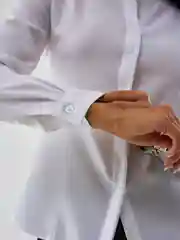 Рубашка женская, белая, классическая, воротник стойка, блузка, школьная, для офиса базовая