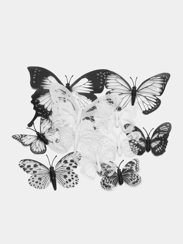 Многоразовые объемные бабочки 3D для декора, наклейки  для интерьера, на стены, в детскую