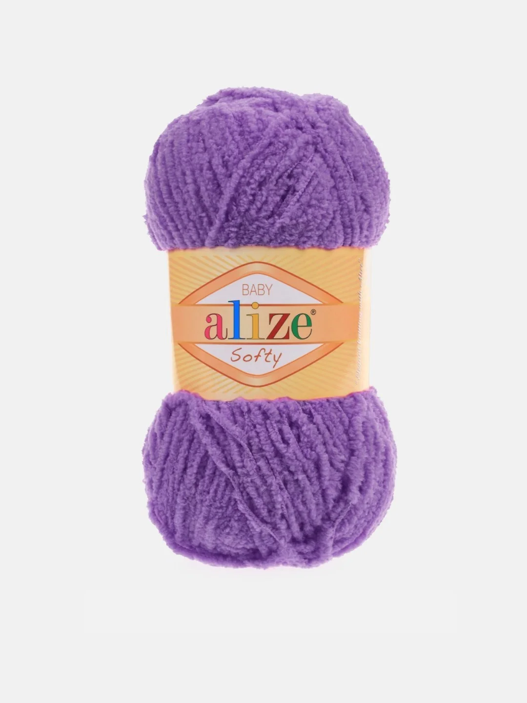Фиолетовый пряжа плюшевая Alize Softy 100% Микрополиэстер 50г 115м (Ализе софти велюровая)