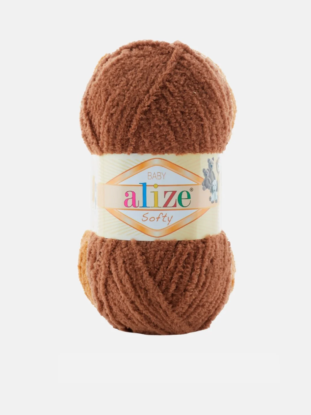 Коричневый пряжа плюшевая Alize Softy 100% Микрополиэстер 50г 115м (Ализе софти велюровая)