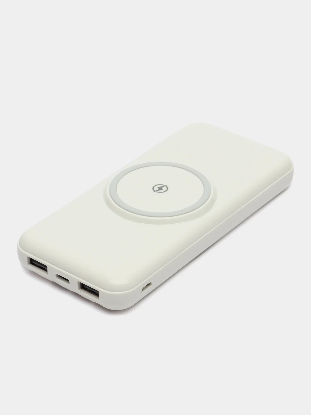 Белый повербанк (Power Bank) со встроенными проводами, 20000 mAh