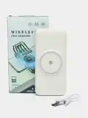 Белый повербанк (Power Bank) со встроенными проводами, 20000 mAh