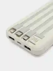 Белый повербанк (Power Bank) со встроенными проводами, 20000 mAh