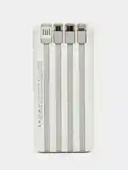 Белый повербанк (Power Bank) со встроенными проводами, 20000 mAh