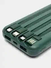 Белый повербанк (Power Bank) со встроенными проводами, 20000 mAh