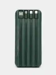 Белый повербанк (Power Bank) со встроенными проводами, 20000 mAh