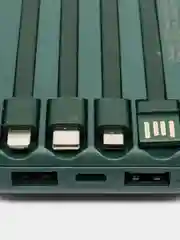 Белый повербанк (Power Bank) со встроенными проводами, 20000 mAh