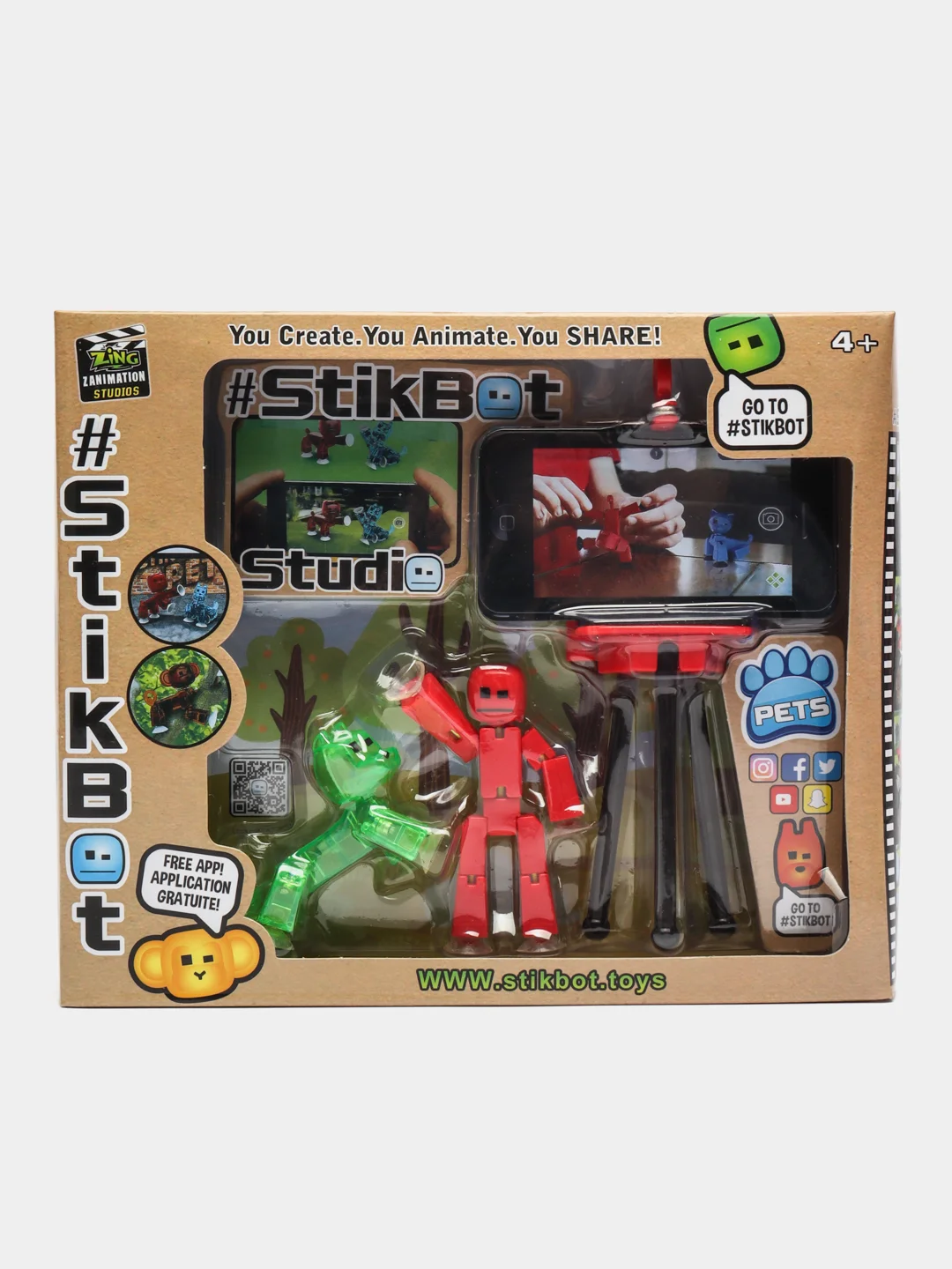 Алый фигурки игрушки Stikbot / Фигурка Стикбот StikBot красный с шлемами и головными уборами